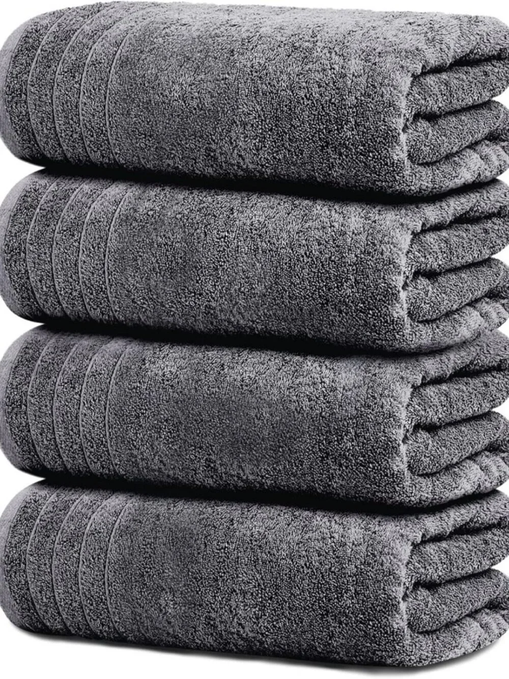 Extra Large Dark Grey Bath Towels Set - 100% Cotton, Soft, Quick-Dry, Absorbent